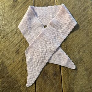 Banana Republic pale pink scarf with scalloped edge, 50% angora + 50% lambswool.